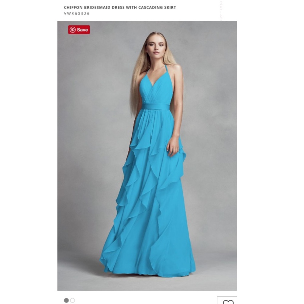 David’s Bridal EUC Chiffon Bridesmaids Floor-Lengthed Dress with Cascading Skirt